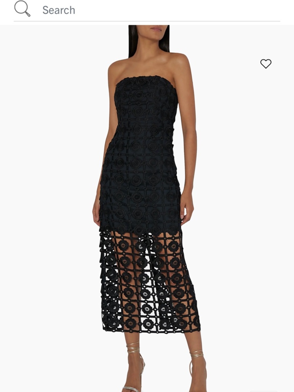 Milly Strapless Crochet Midi Dress - Black